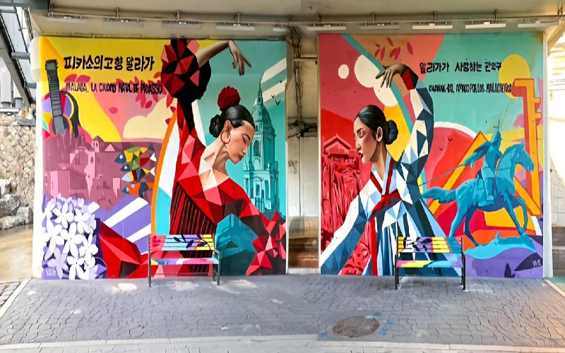 Street art project in Seoul by the artist ‘KATO’ representing relationship between Spain and Korea. (Photo credit by Jiji)