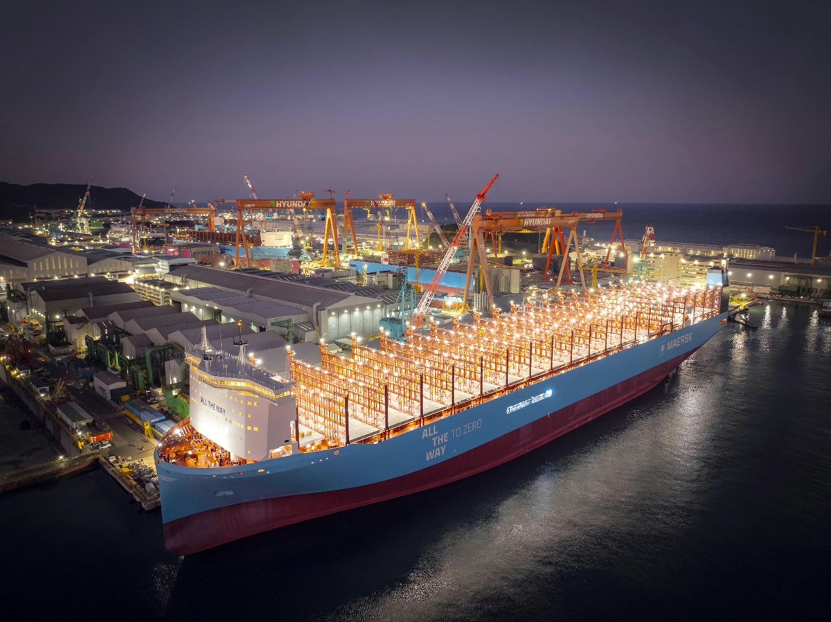 The International Monetary Fund said the case study of Korea's heavy industry, which saw rapid growth in the 1970s, is an example to refer to when a country devises plans to develop future growth sectors. Shown is the world's methanol-powered ultra-large container ship early last year built by HD Hyundai Heavy Industries. (HD Hyundai Heavy Industries)  